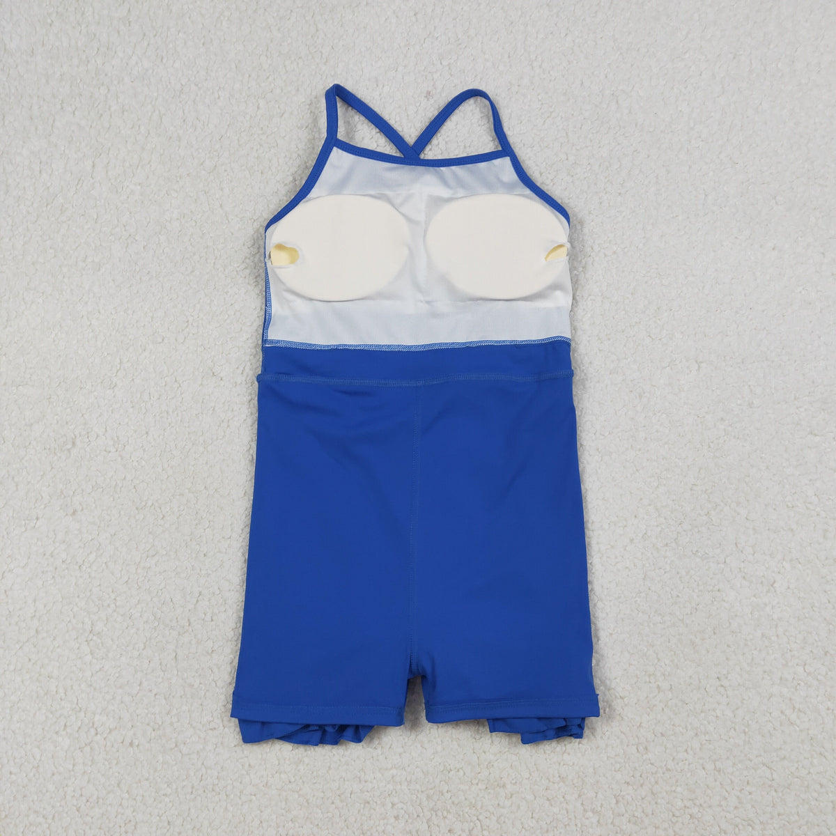 S0551 Baby Girls Hot Blue Strap Yoga Active Short Ruffle Knee Length Dress