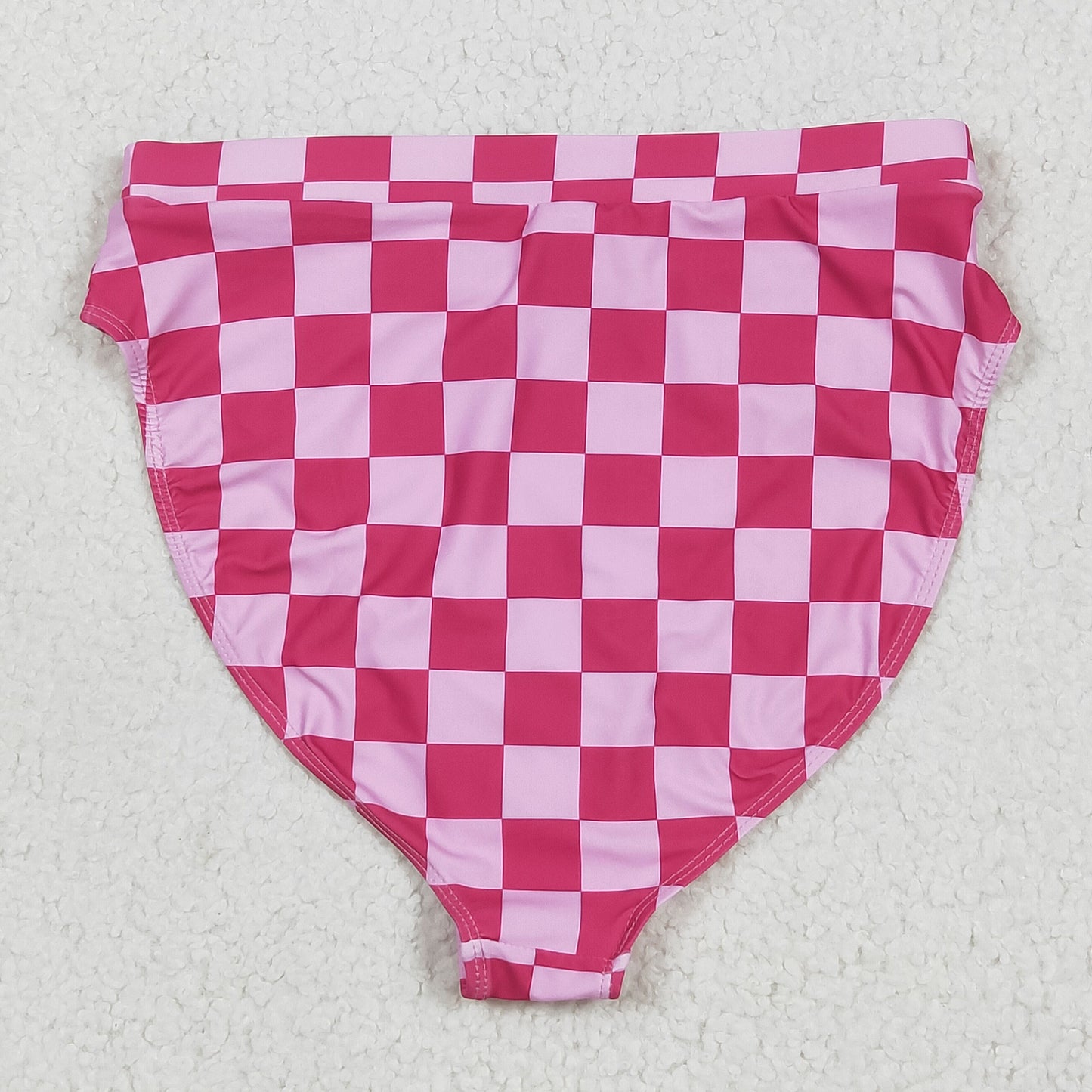 S0561 Adult Women Pink Checked Swimming Bummies Shorts Bottom