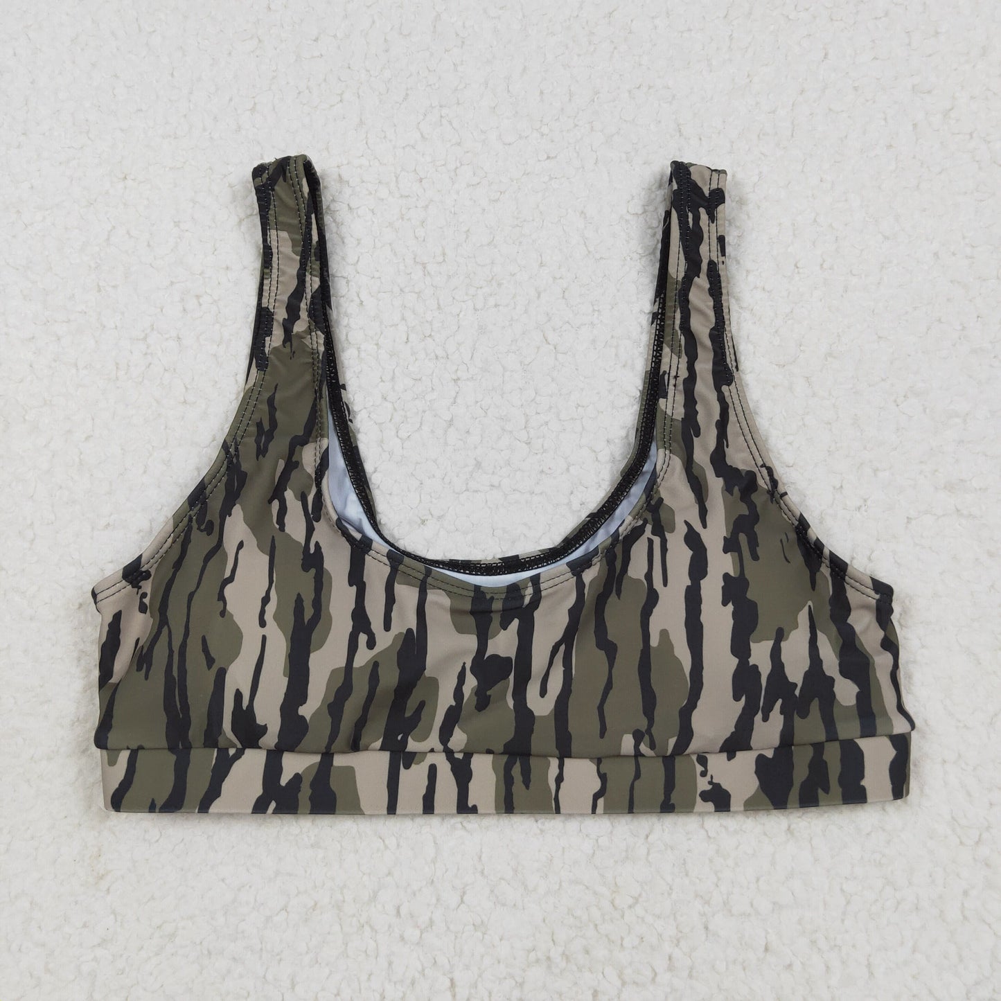 S0563 Adult Women Southern Olive Camo Swimming Bra Tops