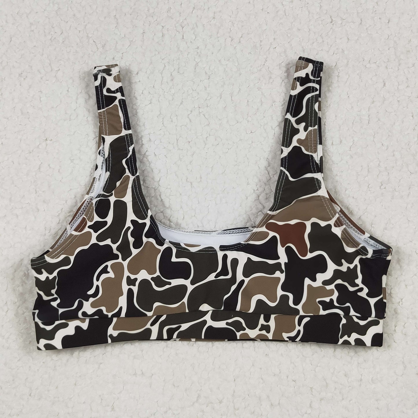 S0566 Adult Women Southern Dark Brown Camo Swimming Bra Tops