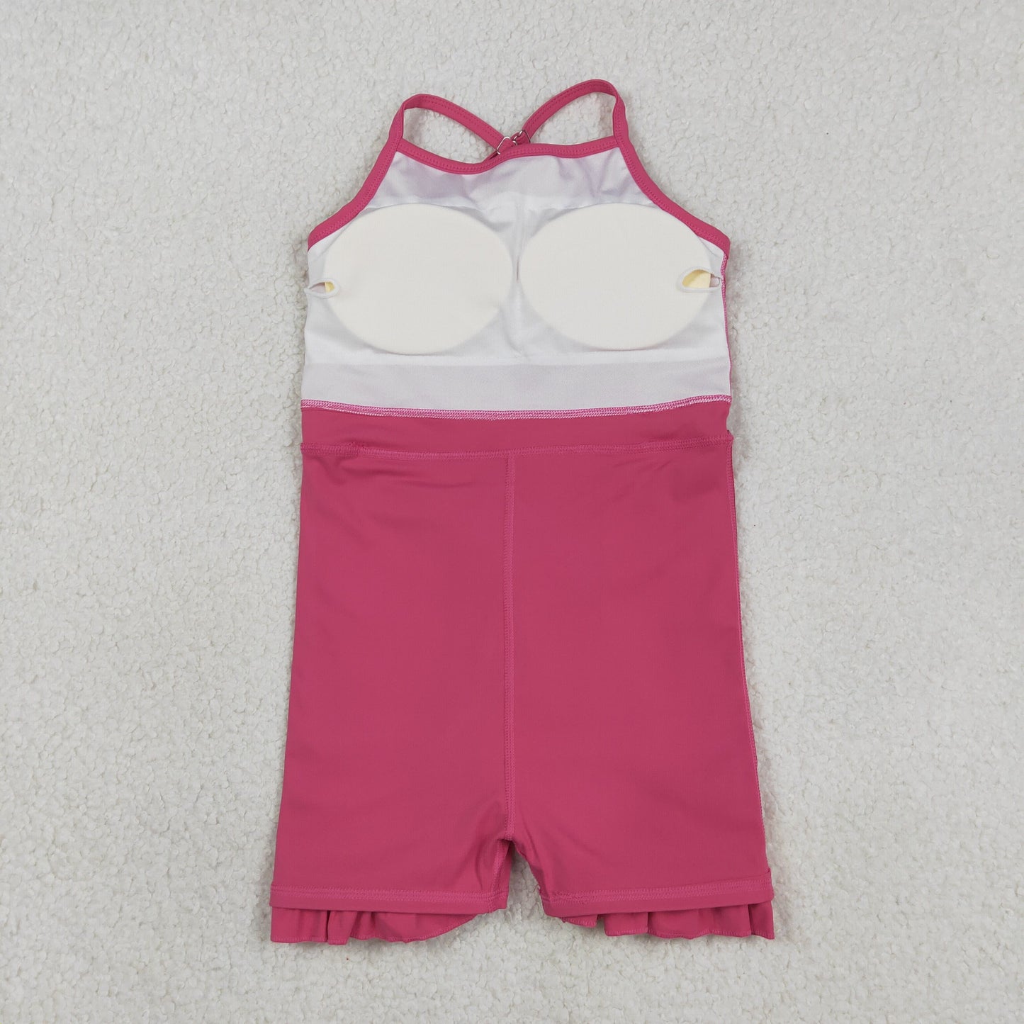 S0727 Baby Girls Hot Pink Strap Yoga Active Shorts Knee Length Dresses