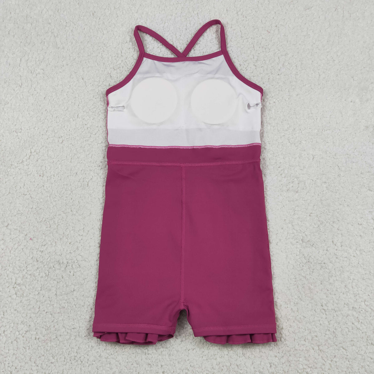 S0778 Baby Girls Maroon Strap Yoga Active Short Ruffle Knee Length Dress