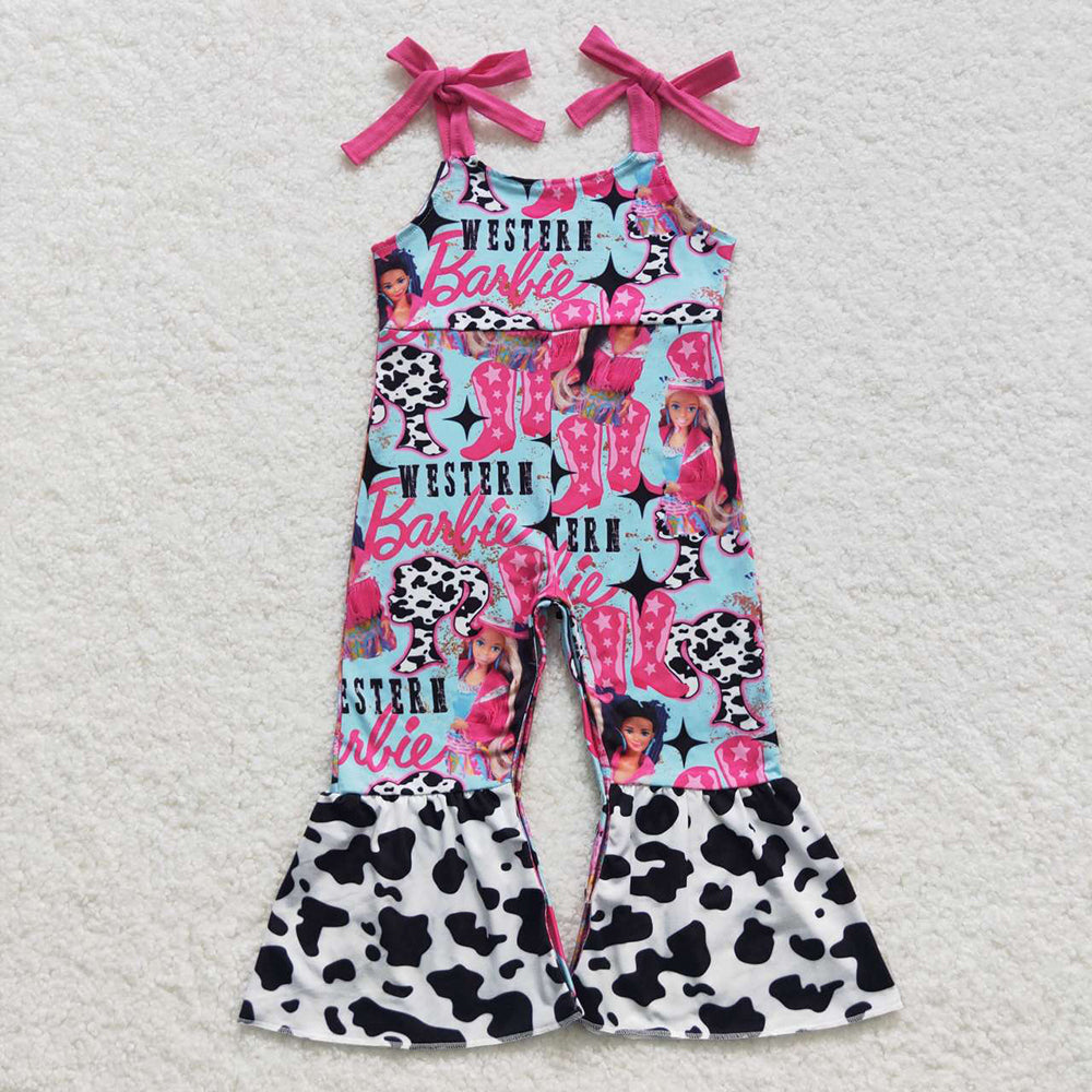 SR0425 girls western doll print jumpsuits