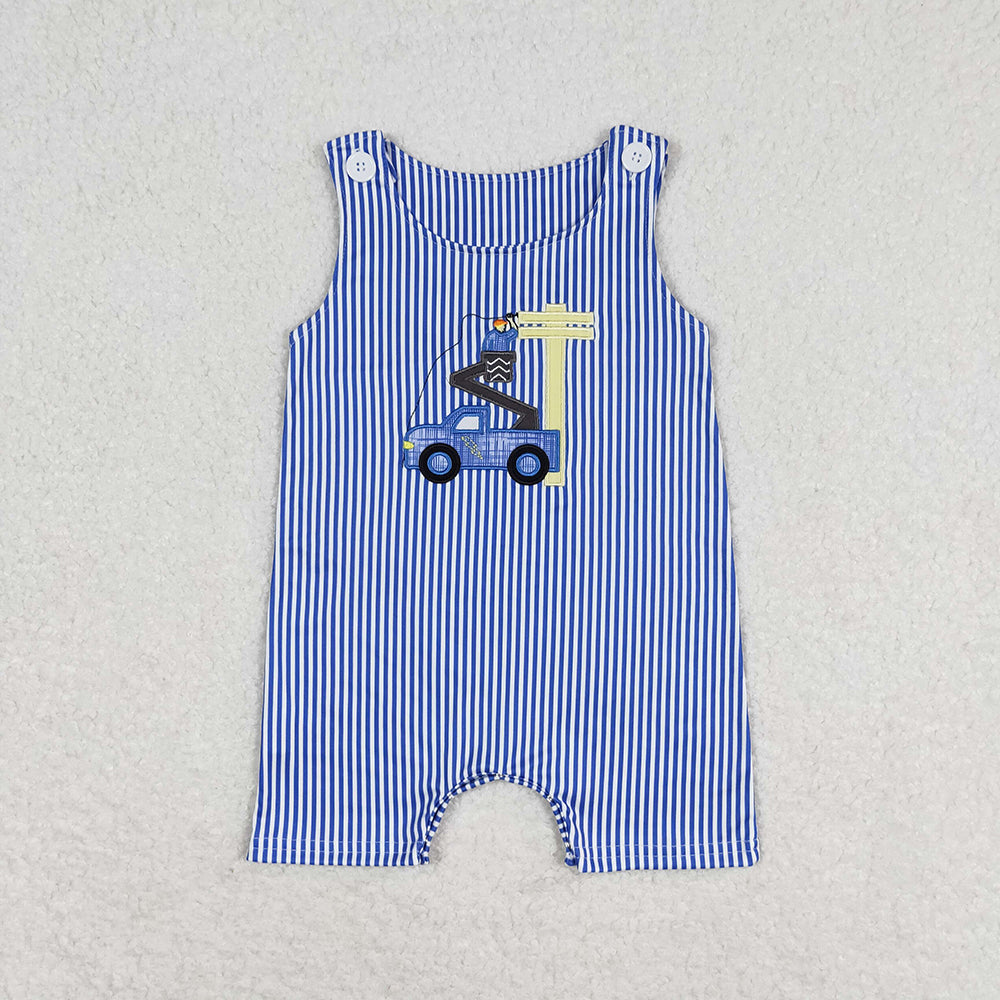 SR1102 baby boy clothes lineman embroidery summer rompers
