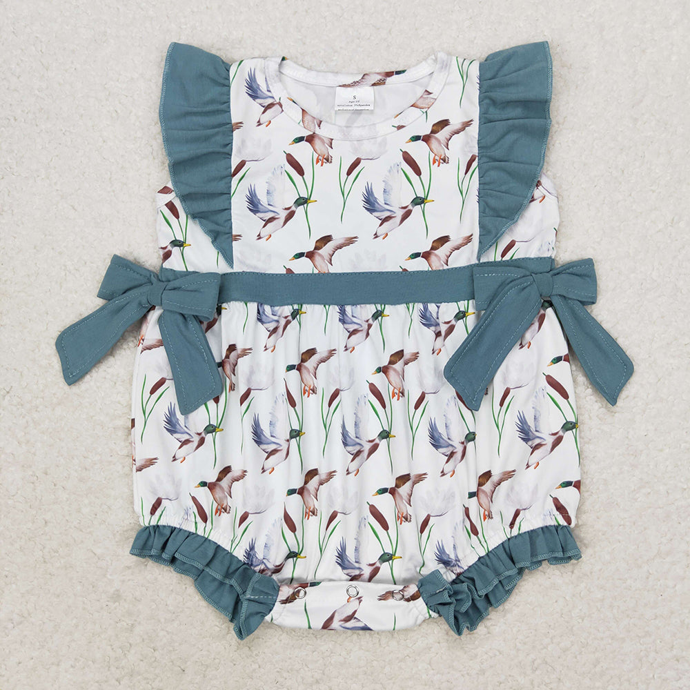 SR1140 baby girl clothes mallard girl summer bows rompers bubble