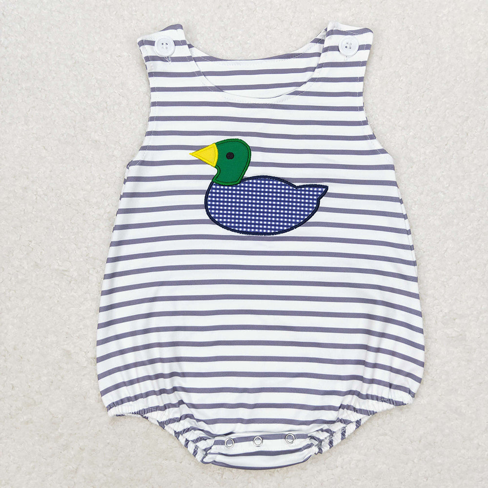 Sibling Baby Infant Boys Cute Embroidery Summer Sleeveless Rompers