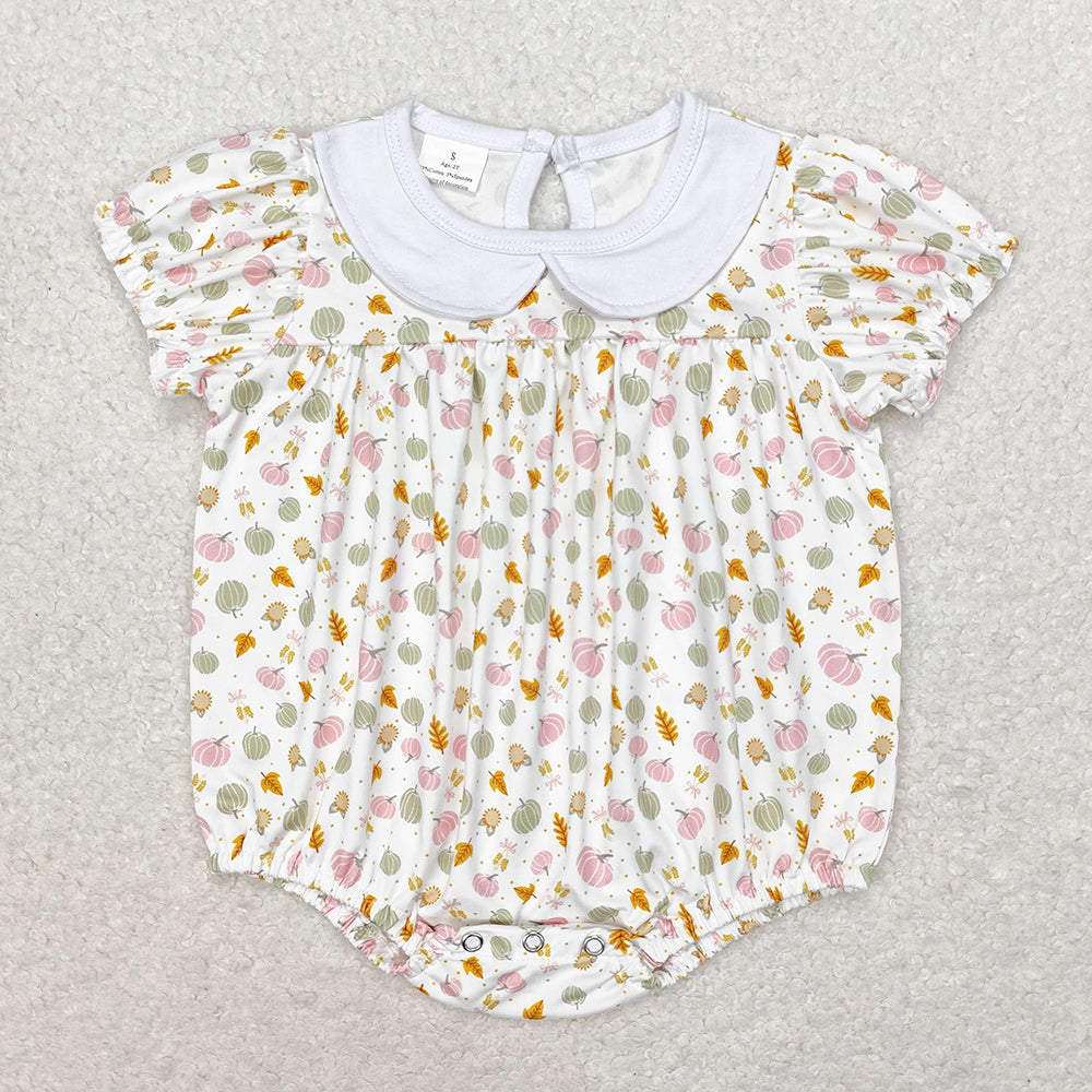SR1699 baby girls pumpkin toddler fall bubble rompers