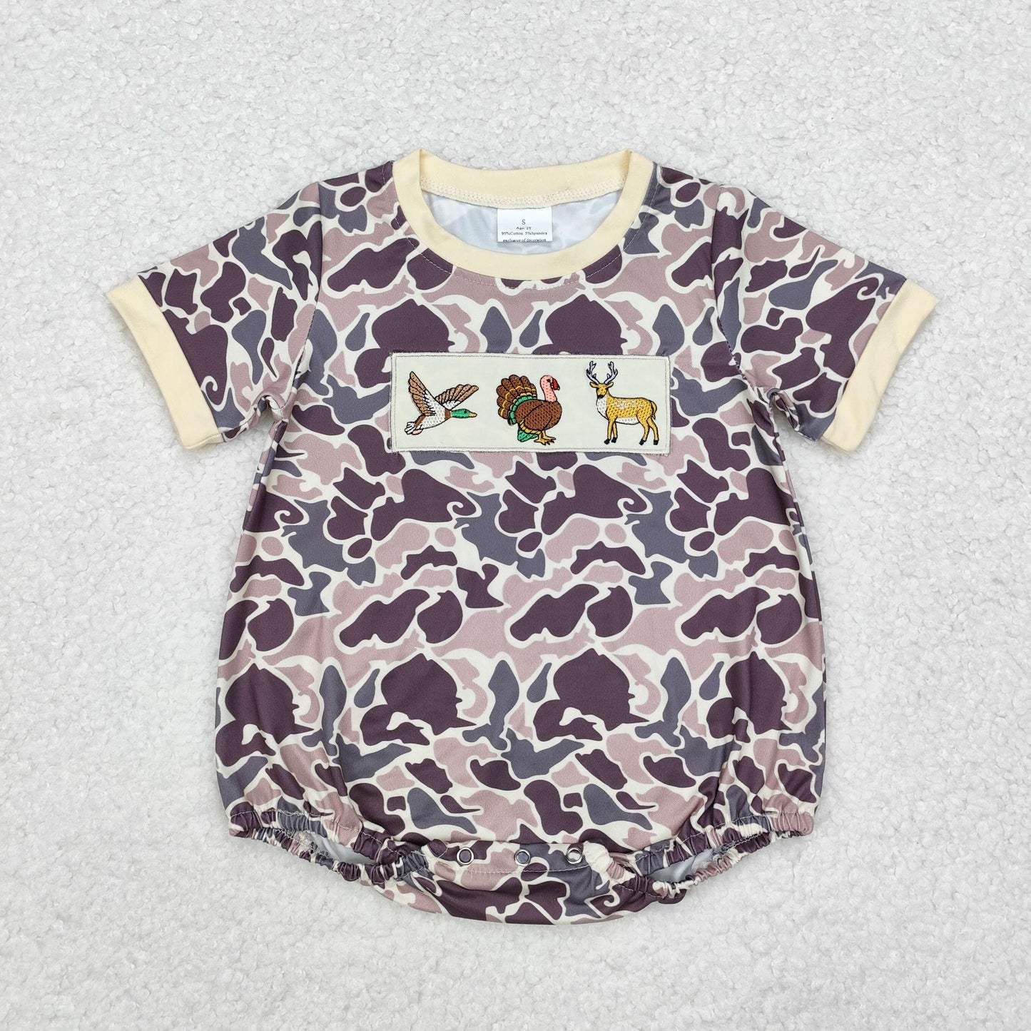SR1902 baby boy clothes embroidery hunting camo toddler boy summer bubble