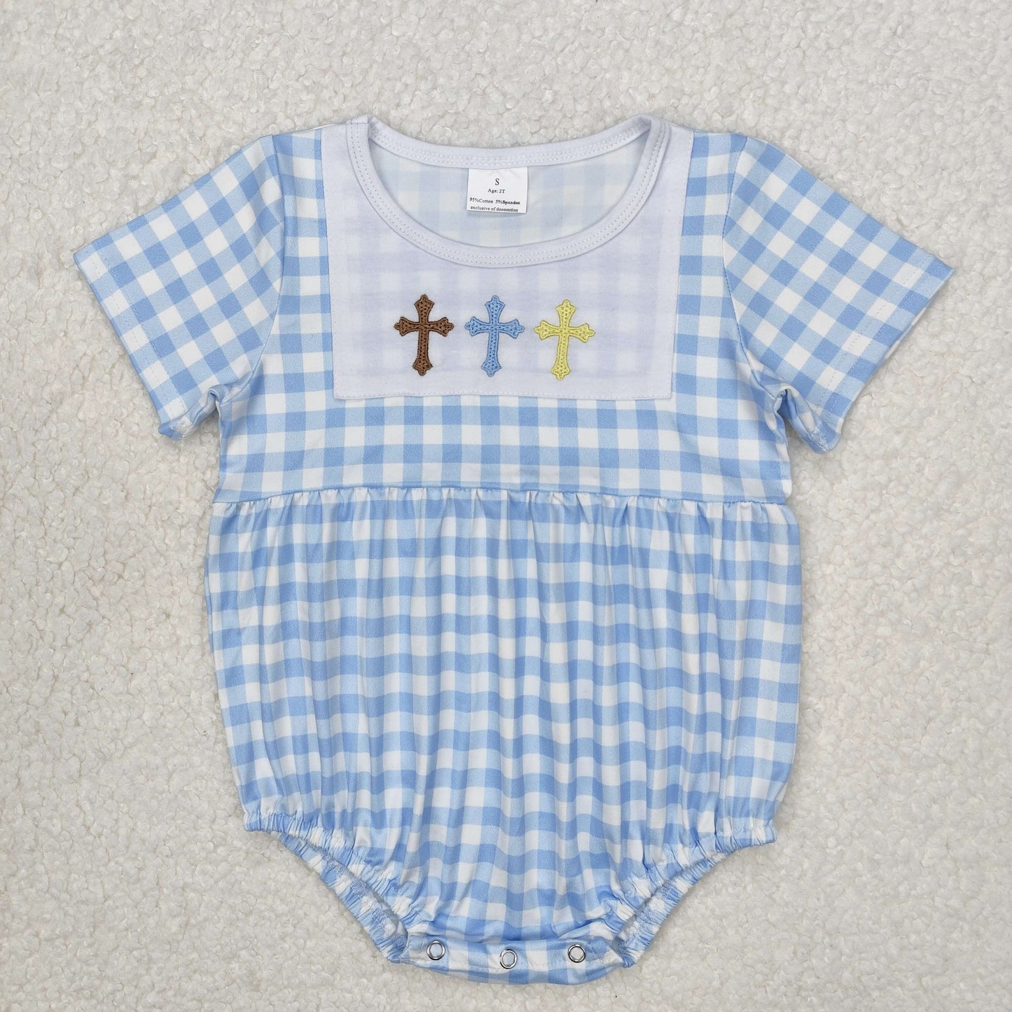 SR2134 baby boy clothes embroidery cross boy easter summer bubble