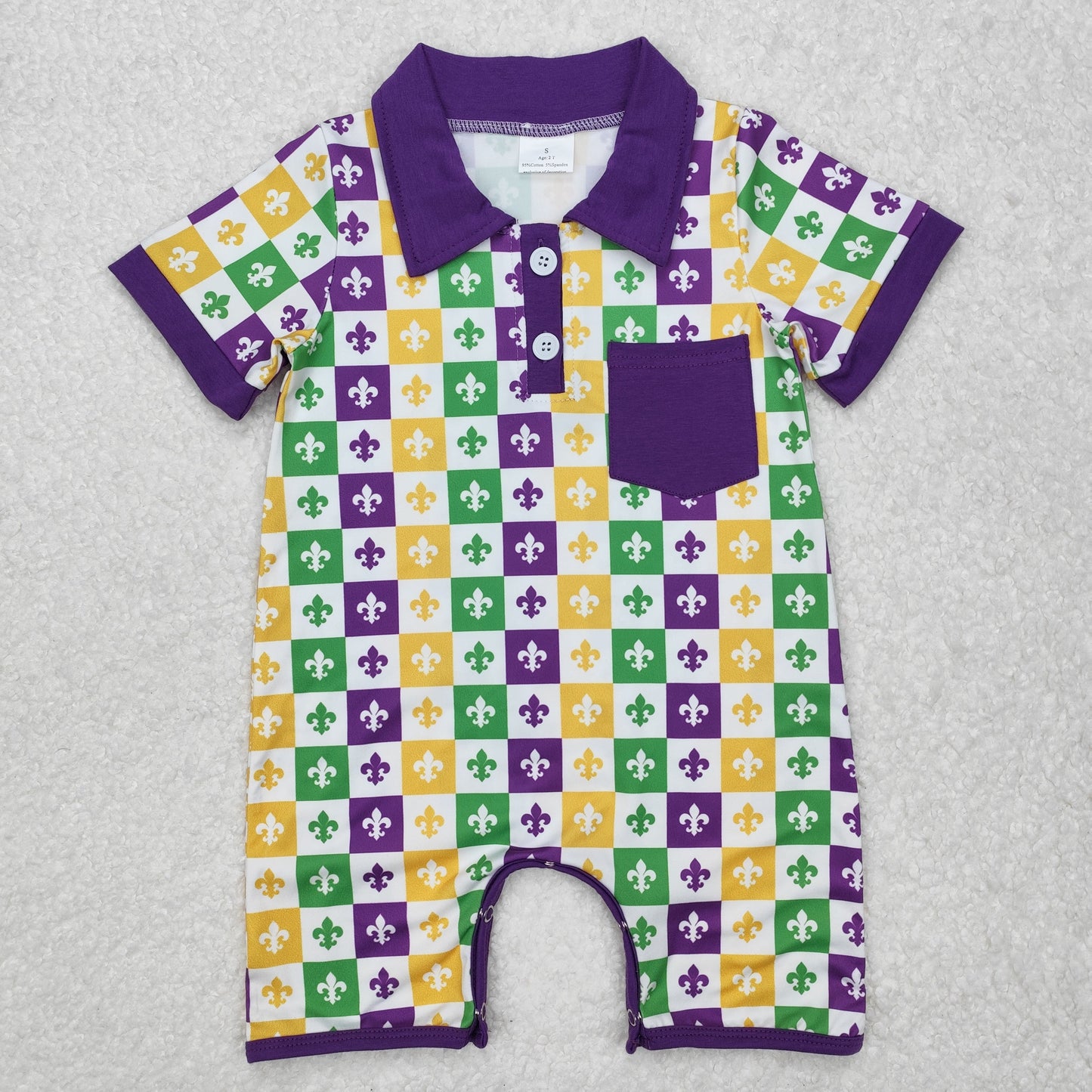 SR2385 baby boy clothes boy mardi gras summer romper