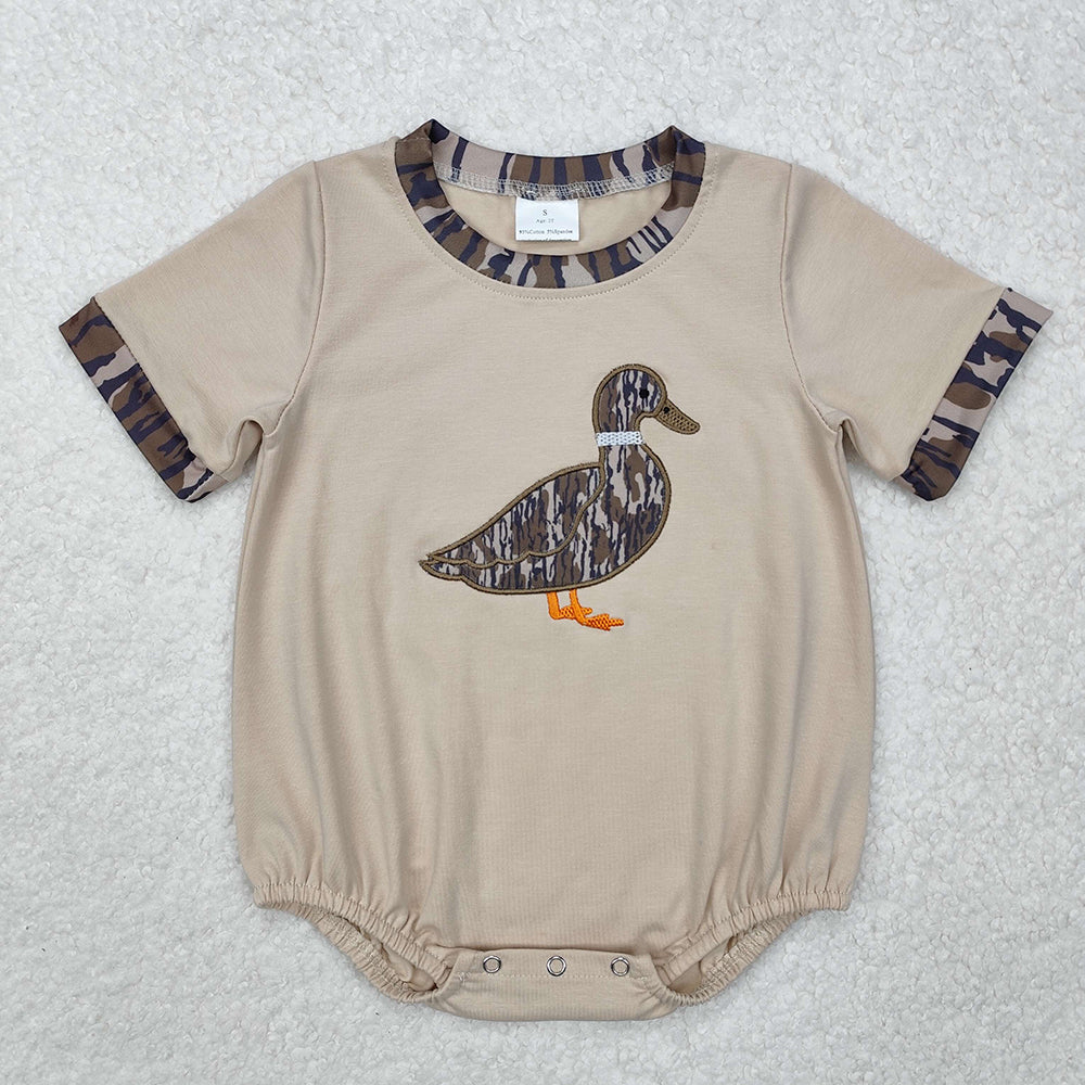 SR2392 baby boy clothes embroidery mallard camouflage duck summer bubble rompers