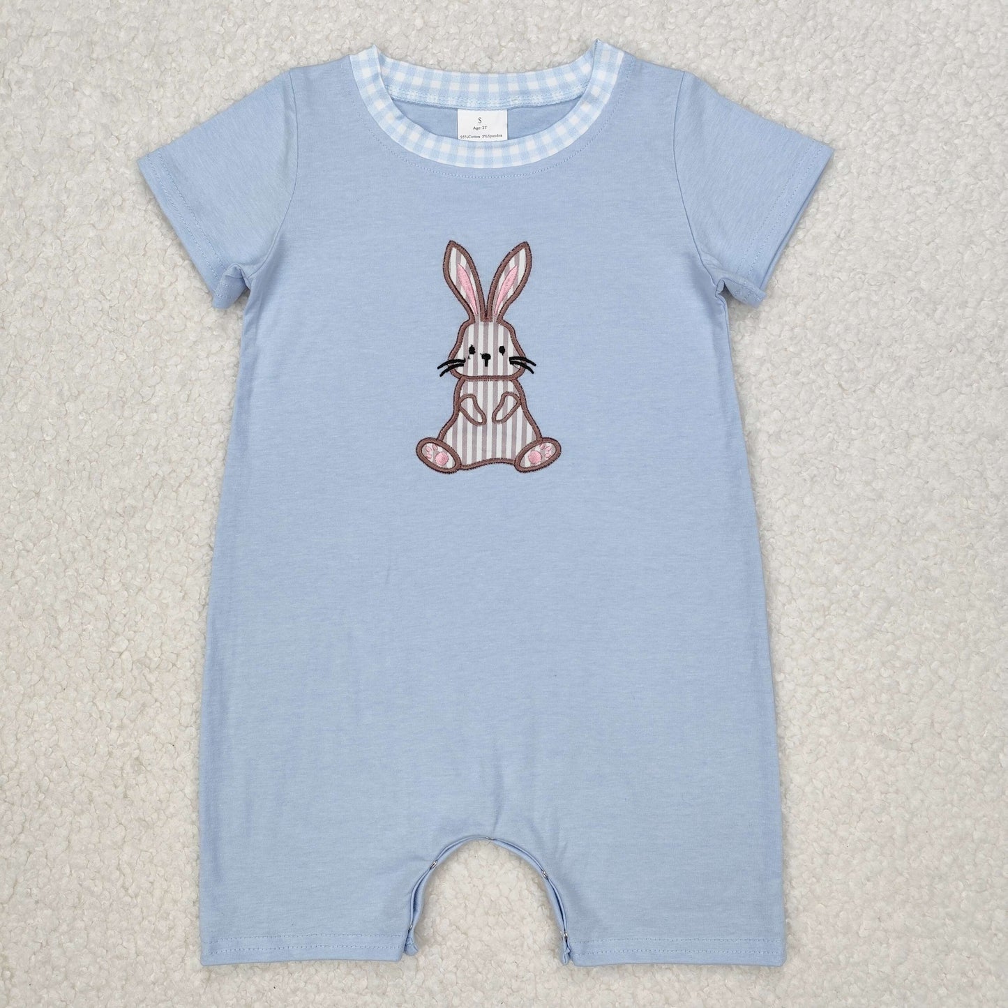 SR2404 baby boy clothes embroidery bunny boy easter summer romper