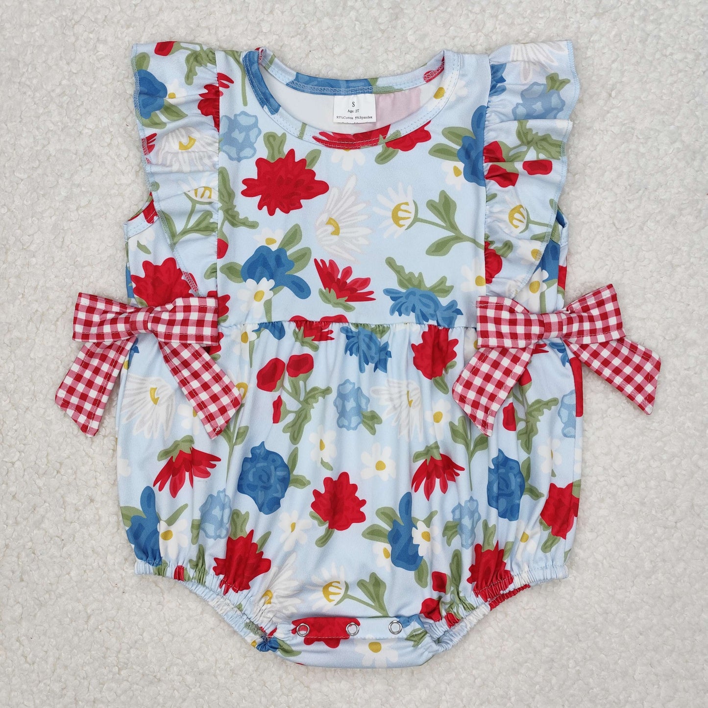 SR2593 baby girl clothes floral girl 4th of July patriotic summer bubble
