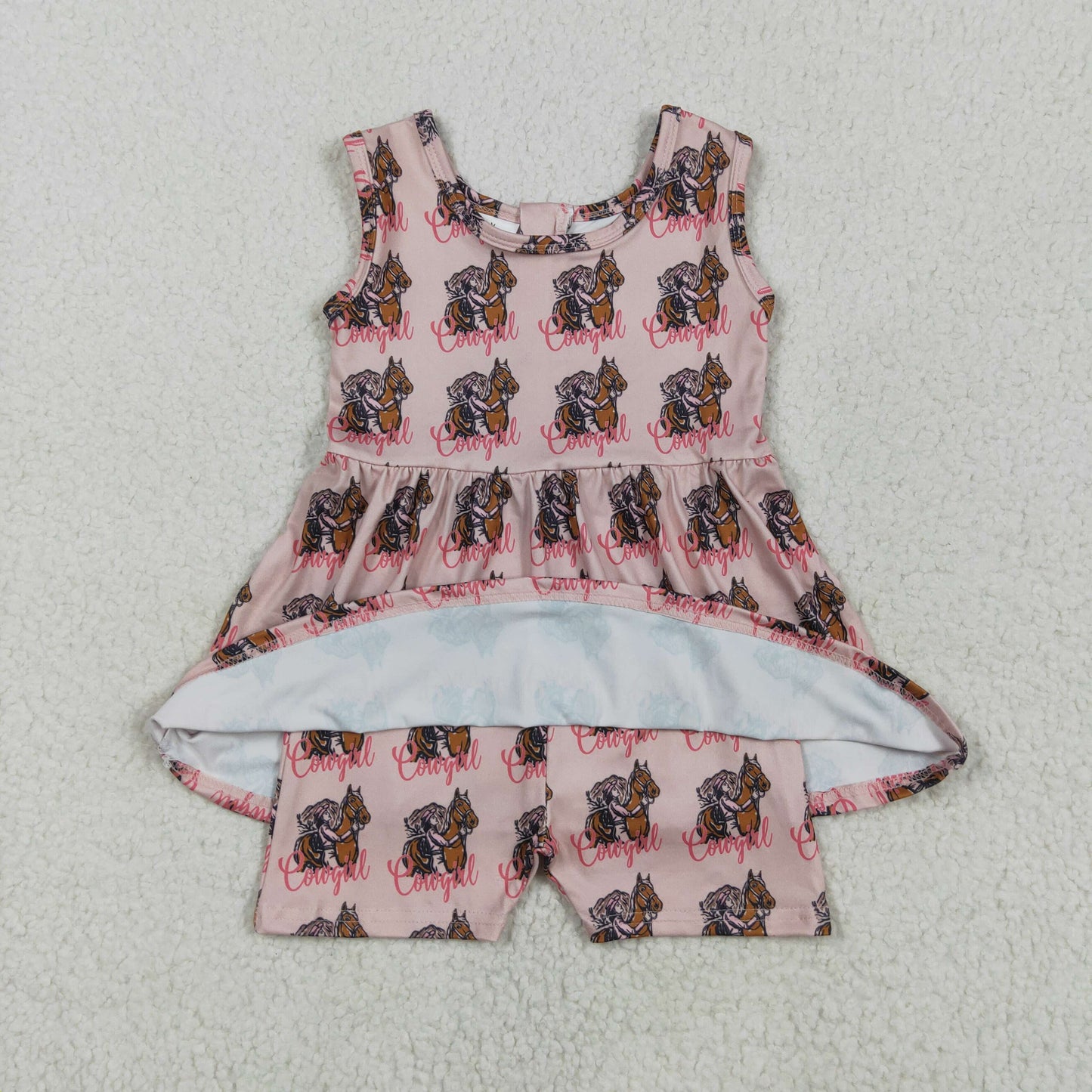 Sibling Baby Girls Sleeveless Back Zip Short Tunic Western Jumpsuits