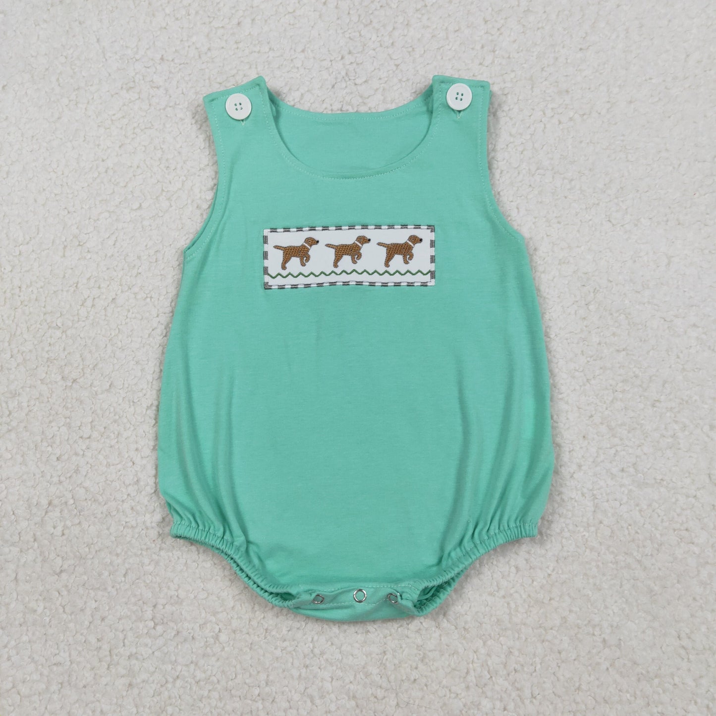 Sibling Baby Boys Embroidery Dogs Top Pockets Stripe Shorts Hunting Clothes Set Rompers