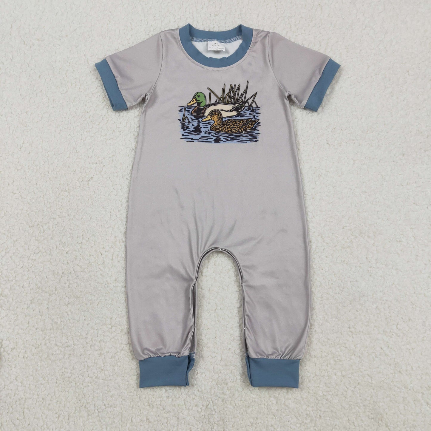 SR3682 Baby Boys Short Sleeve Ducks Hunting Pant Rompers