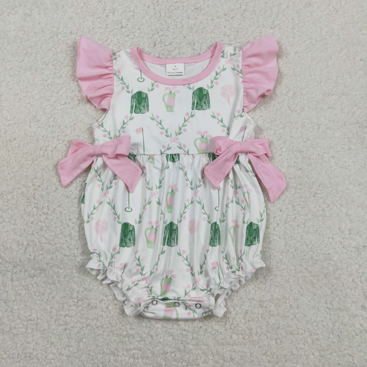 Sibling Baby Girls Pink Flower Golf Checked Tunic Ruffle Shorts Clothes Set Rompers