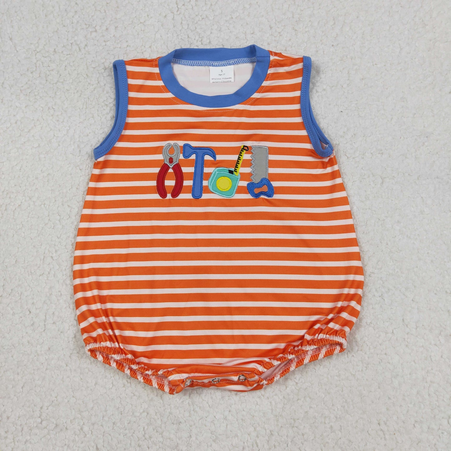Sibling Baby Boys Embroidery Tools Stripe Top Short Clothes Set Rompers