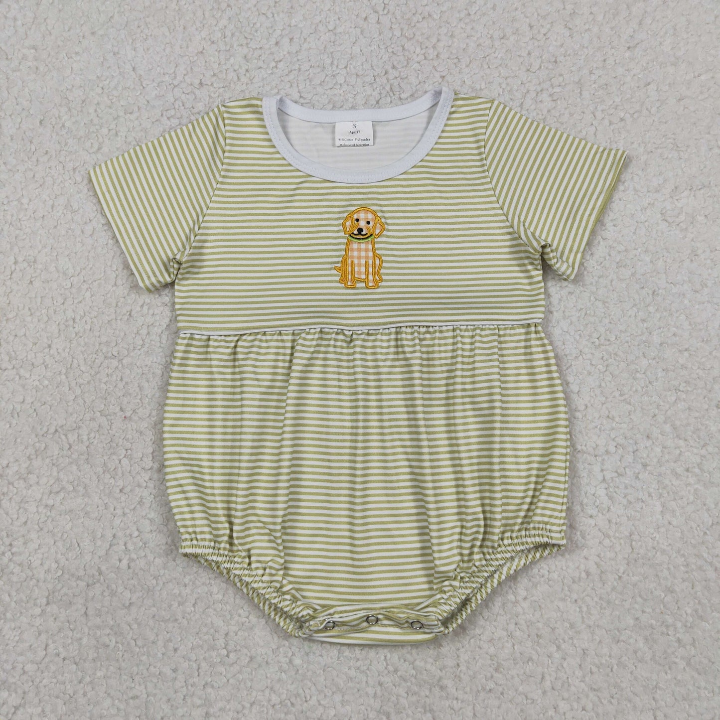Sibling Baby Boys Embroidery Dogs Top Stripe Short Hunting Clothes Set Rompers