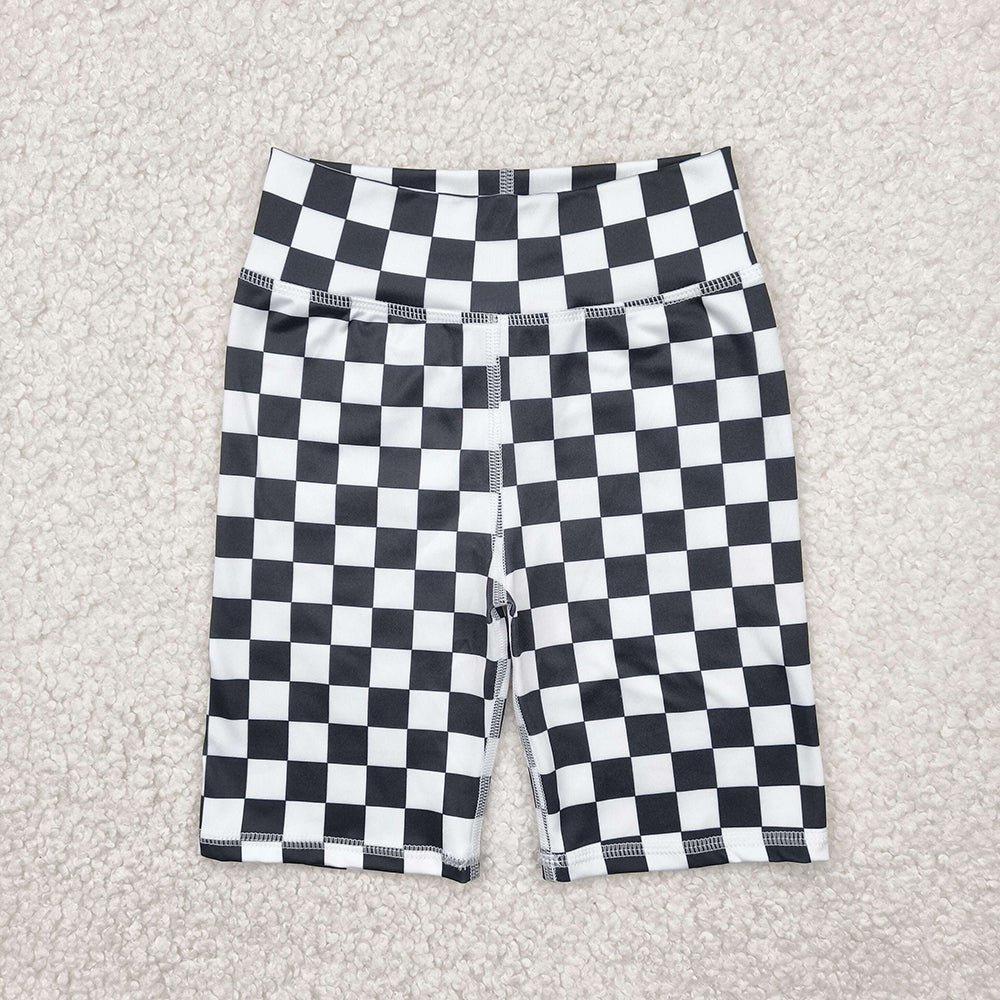 SS0537 baby clothes girls black checkered biking yoga shorts