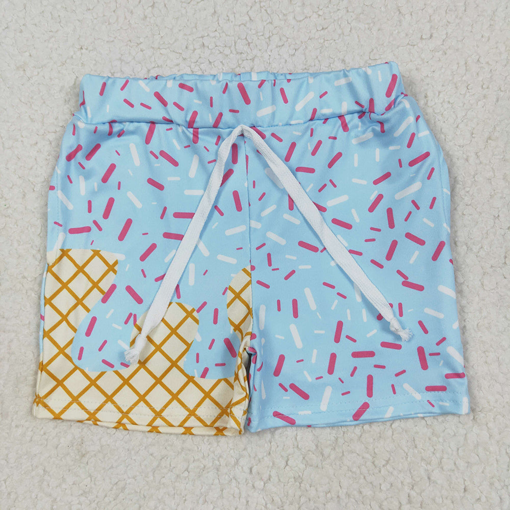 Sibling Baby Girls Boys Blue Ice-cream Drip Shorts Dresses