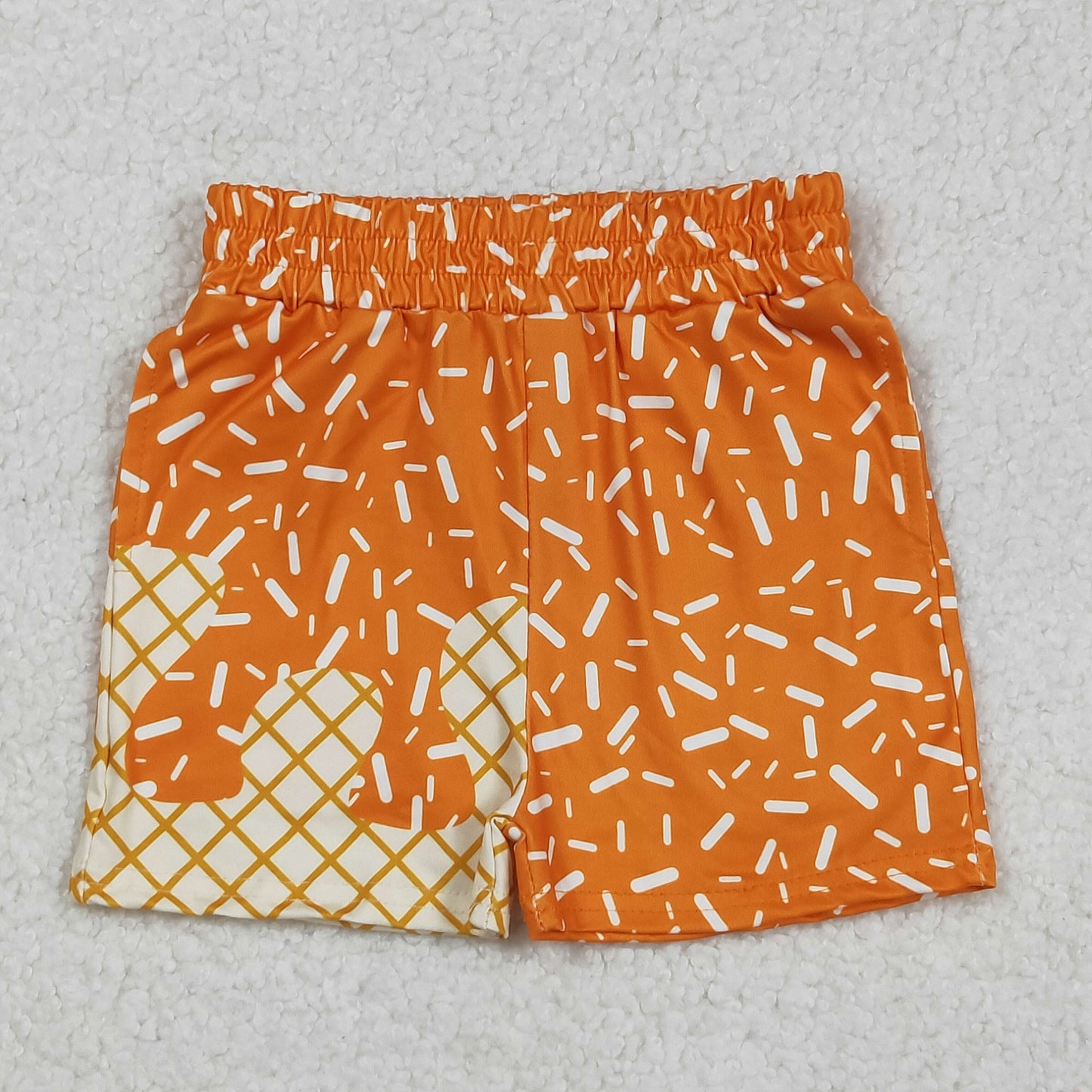 SS0639 Baby Boys Orange Drips Sprinkles Team Shorts Bottoms