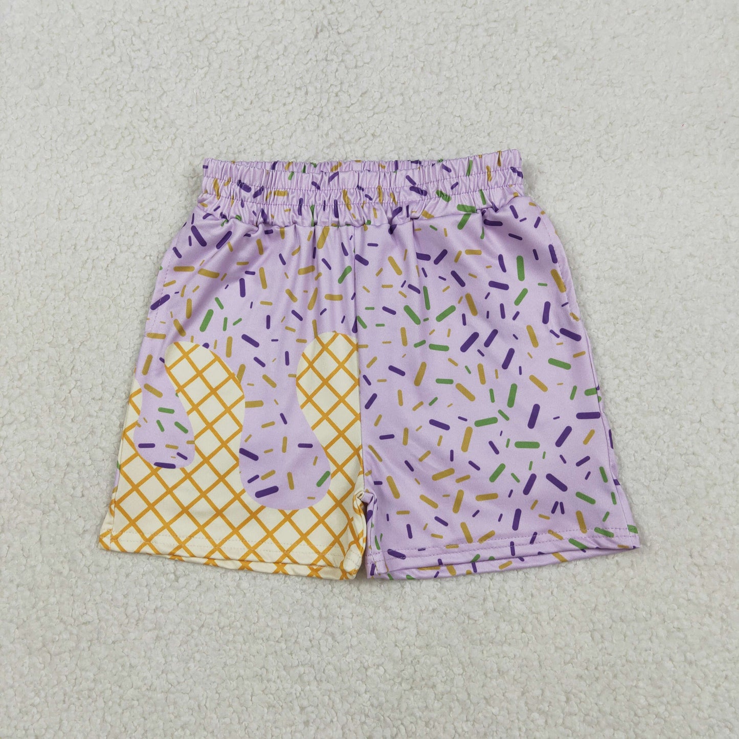 SS0653 Baby Boys Mardigras Sprinkles Drip Team Shorts Bottoms