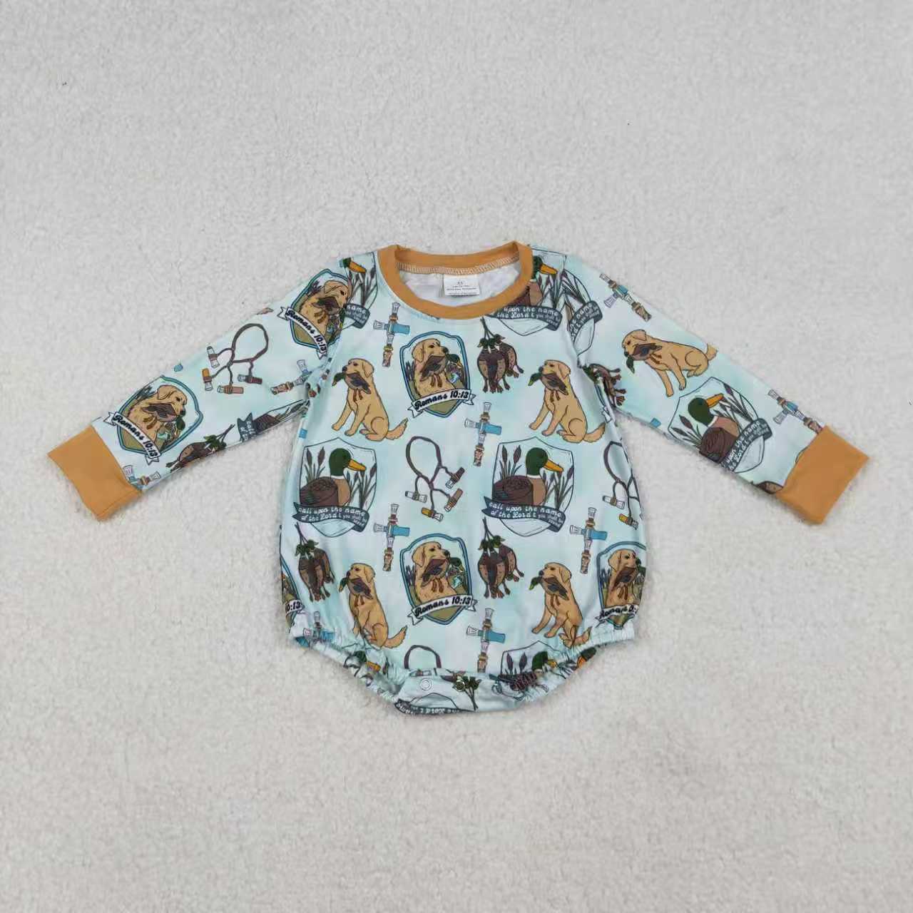 Sibling Baby Boys Dog Ducks Top Pockets Pant Hunting Clothes Sets Rompers
