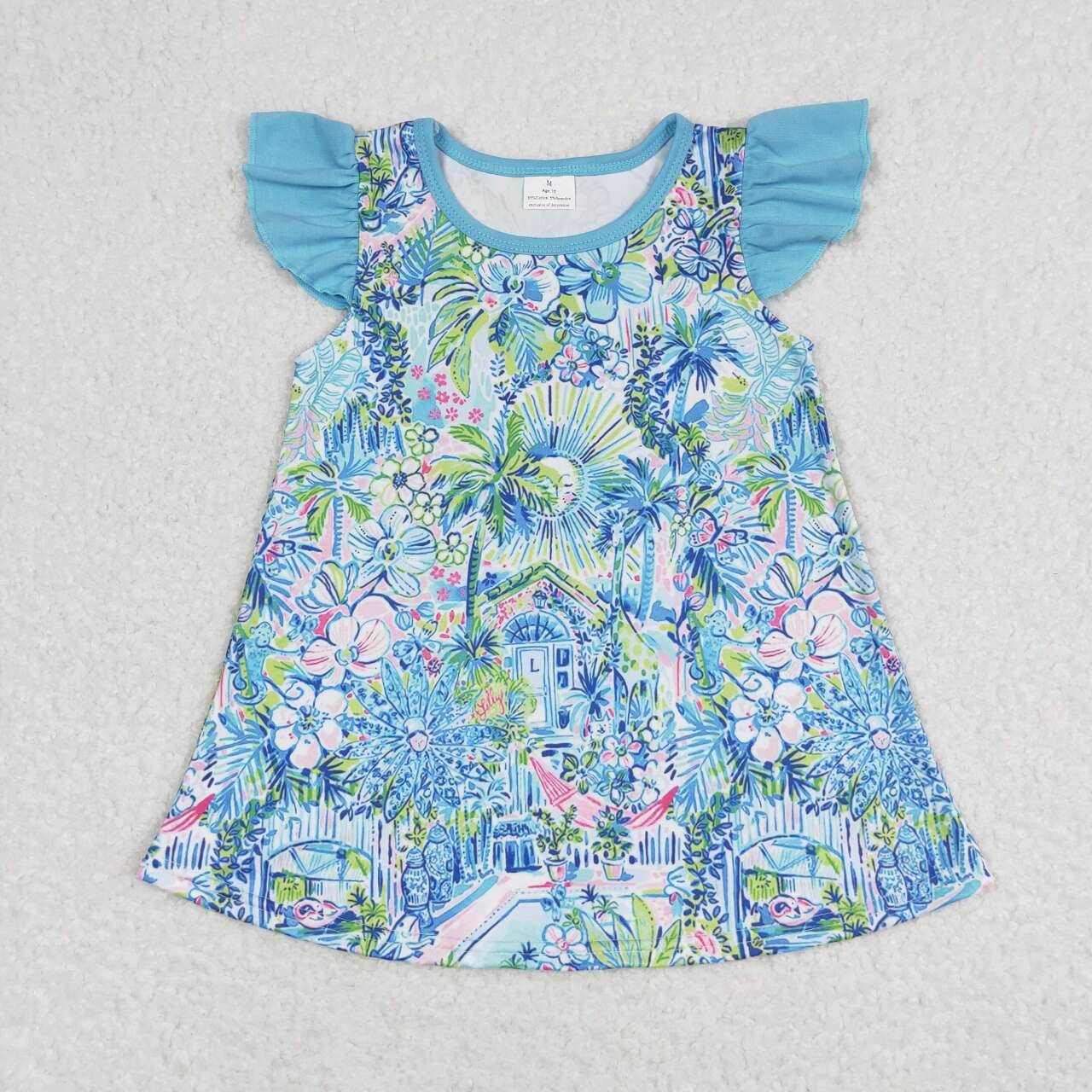 GT0562 baby girl clothes blue painting girl summer tshirt