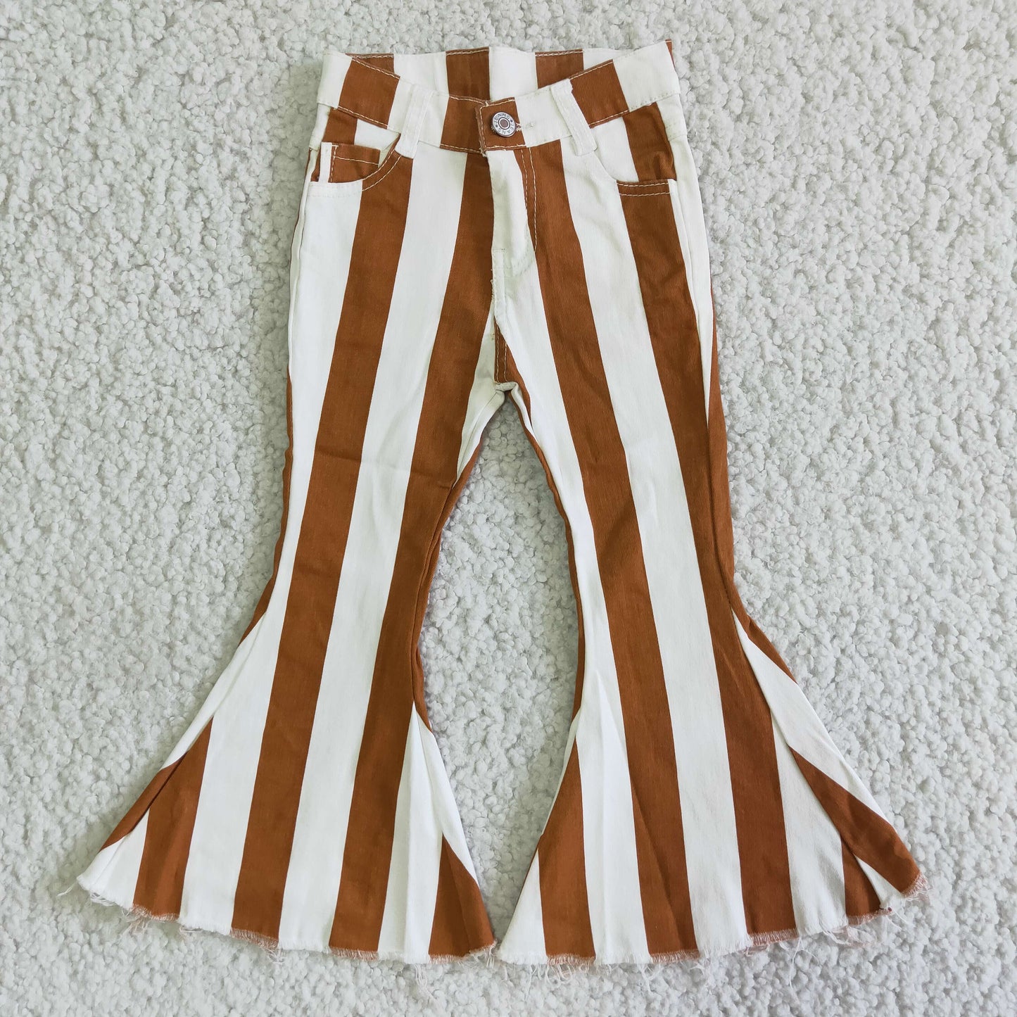 White Brown Stripe Denim pants jeans