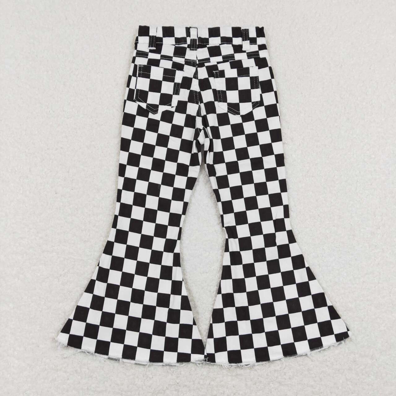 P0349 baby girl clothes black plaid girl bell bottom jeans