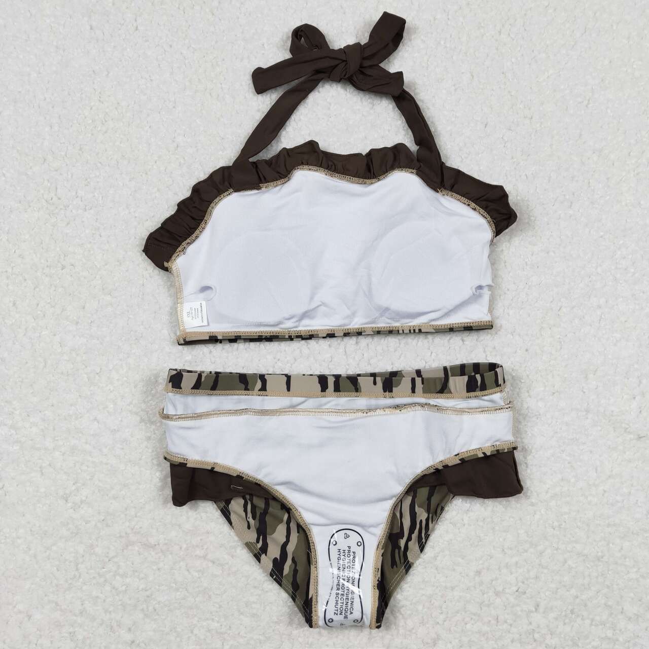S0193 Baby Girls Southern Olive Camo Strap Vest Bummies Swimsuits