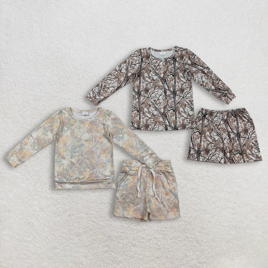 Sibling Baby Girls Long Sleeve Southern Camo Top Shorts Hunting Pajamas Clothes Sets