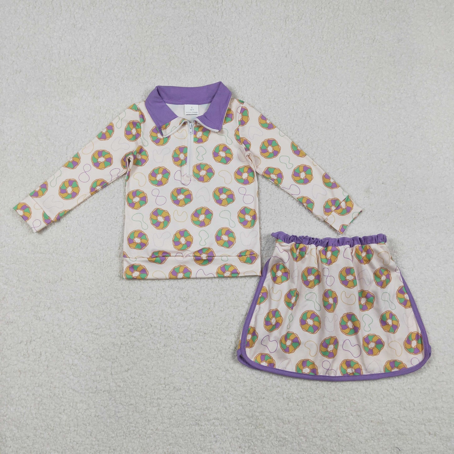Family Adult Kids Mardigras Donuts Dress Button Polo Shirts Tops Skorts Clothes Set Yoga Shorts