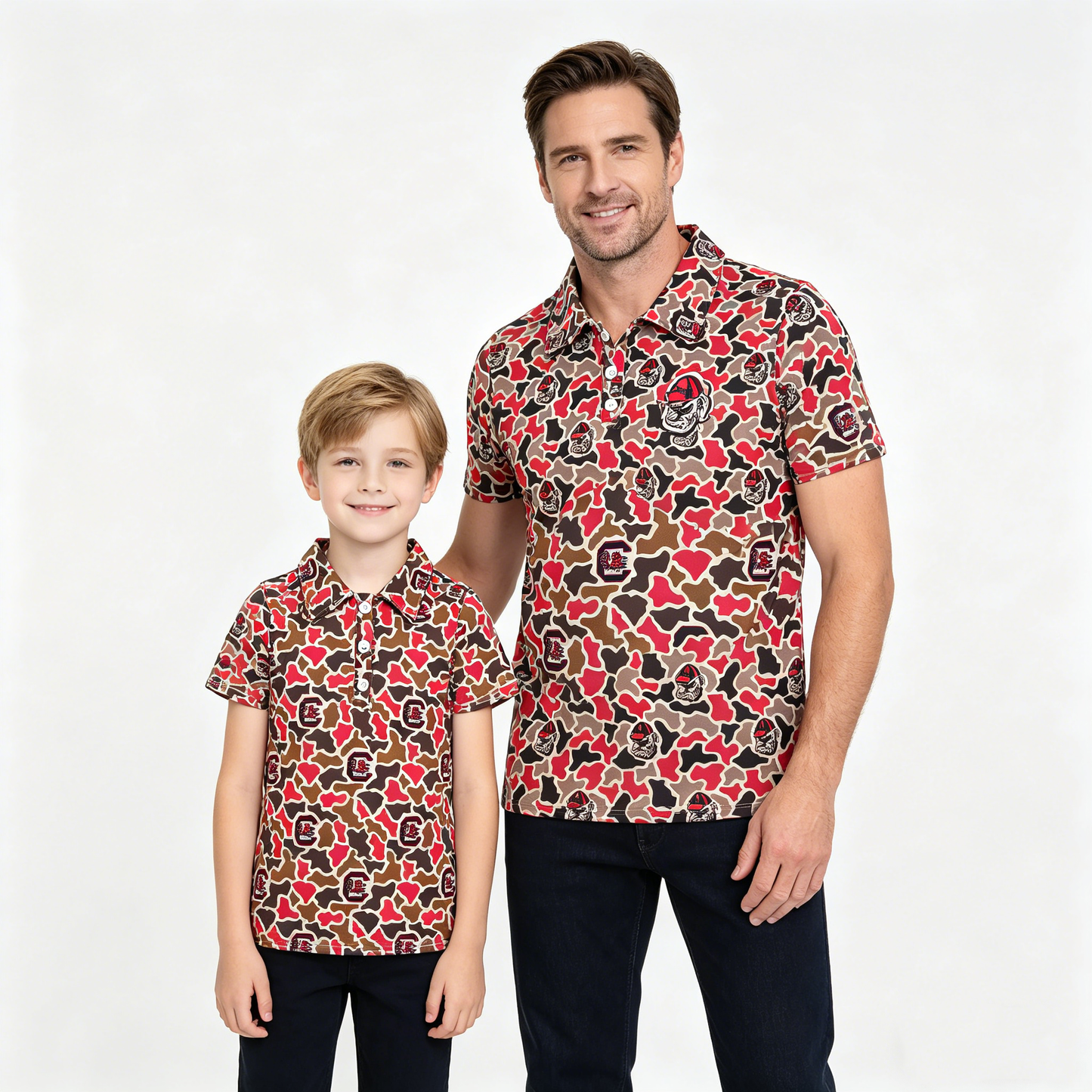 Daddy and Me Kids Camo Bulldogs Team Button Polo Shirts Yoga Active Short Dress