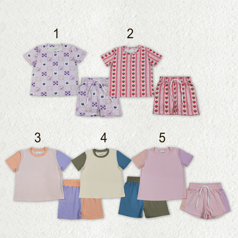 Sibling Baby Kids Patchwork Flowers Shirt Top Shorts Slouchy Clothes Sets
