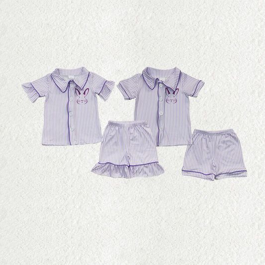 Sibling Baby Kids Rabbit Easter Pajamas Shorts Sets