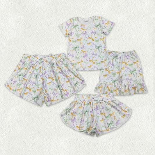 Mama and Me Mardigras Bows Yoga Active Shorts Bottoms