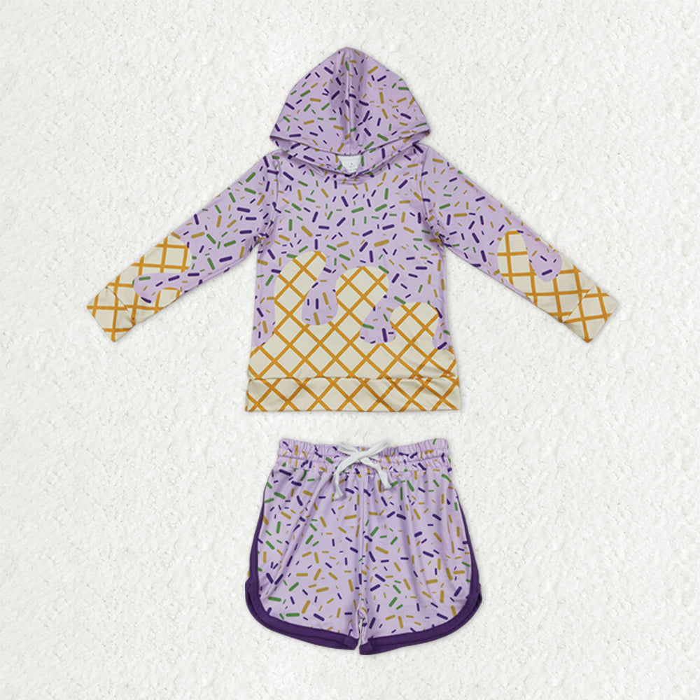 Sibling Baby Kids Lavender Sprinkles Drip Hoodies Skirt Shorts Team Clothes Sets