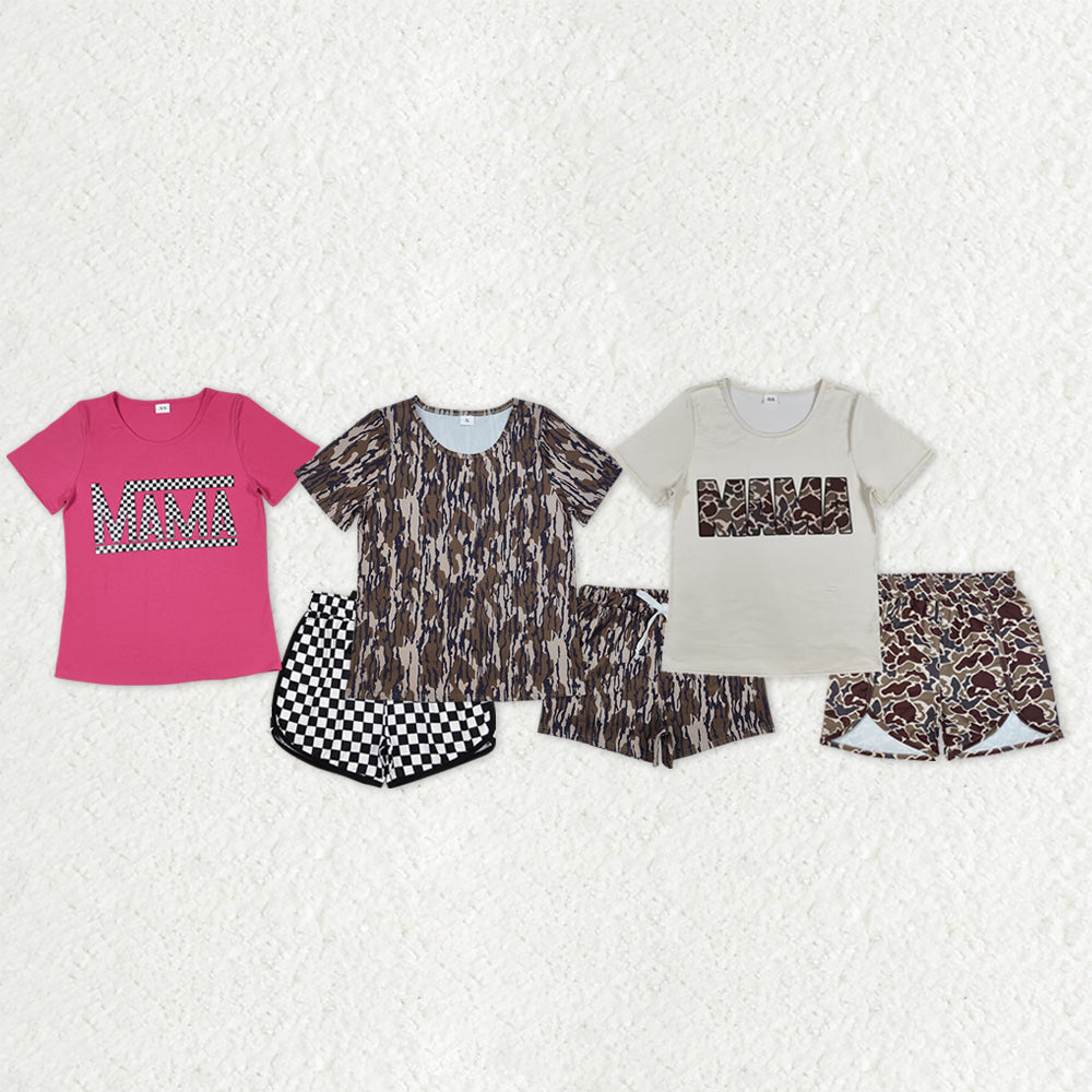 Sibling Adult Women Short Sleeve Tops Shorts Pajamas Sets