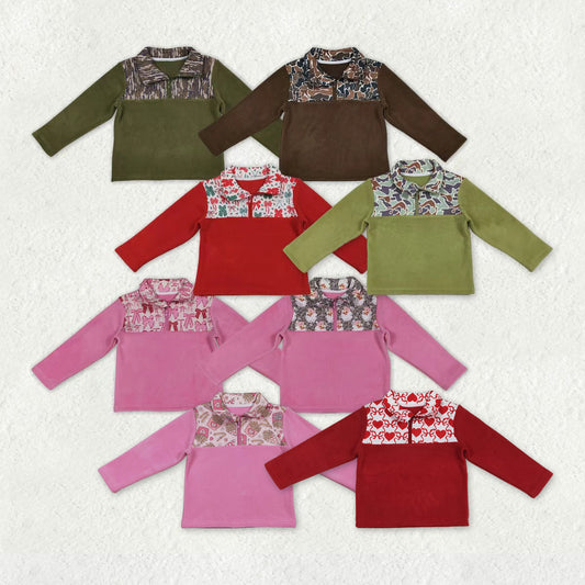 Sibling Baby Boys Girls Long Sleeve Sherpa Zipper Pullovers Top
