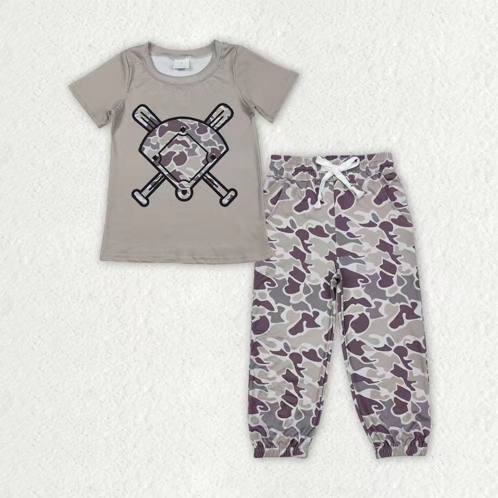 Sibling Baby Boys Southern Camo Baseballs Top Legging Jogger Pants Team Clothes Sets