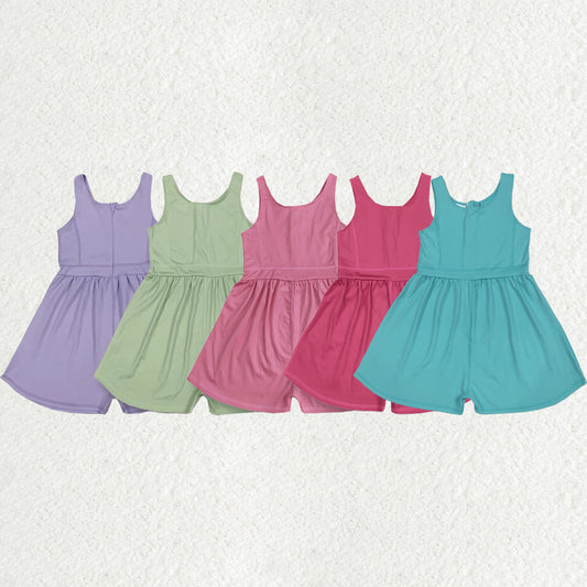 Sibling Baby Girls Colorful Sleeveless Yoga Jumpsuits