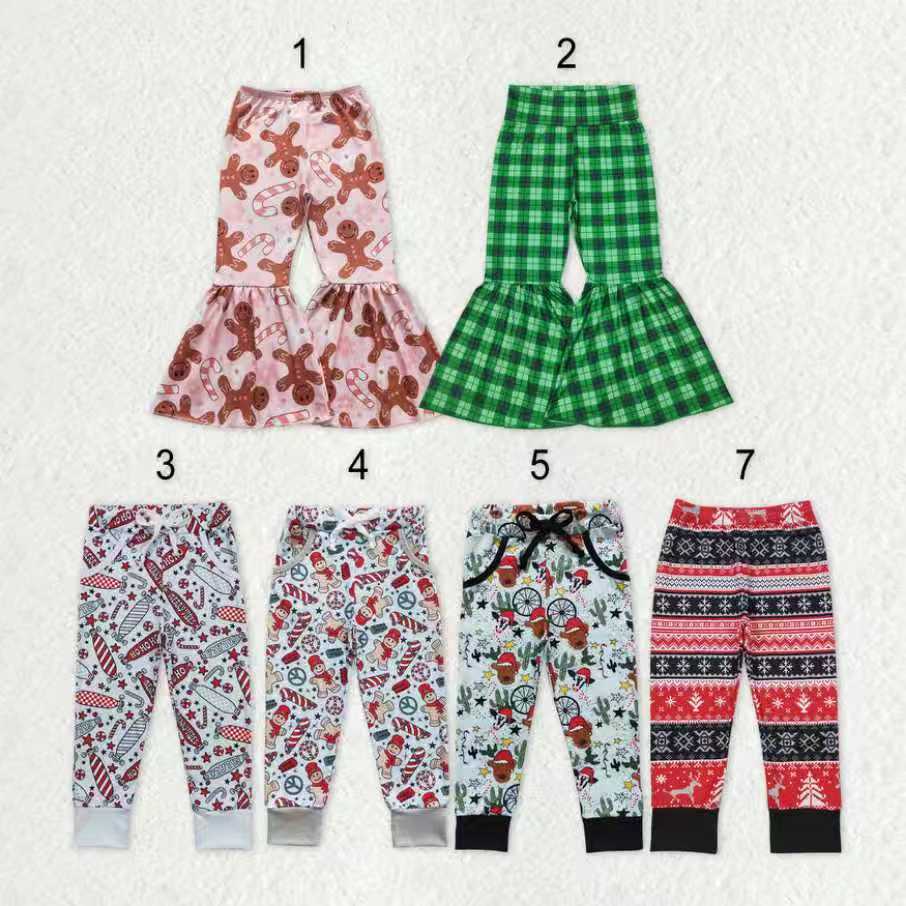 Sibling Baby Boys Girls Gingerbread Deer Leggings Bell Bottom Pants