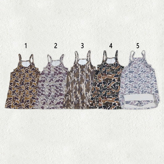Sibling Baby Girls Straps Southern Camo Shorts Yoga Active Knee Length Dresses