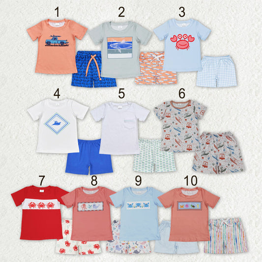Sibling Baby Boys Short Sleeve Shirts Top Shorts Sea World Pajamas Clothes Sets