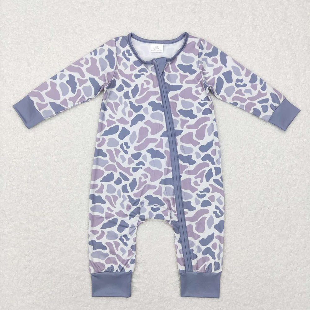 Baby Boys Light Grey Camo Zip Pullovers Short Leggings Zip Rompers