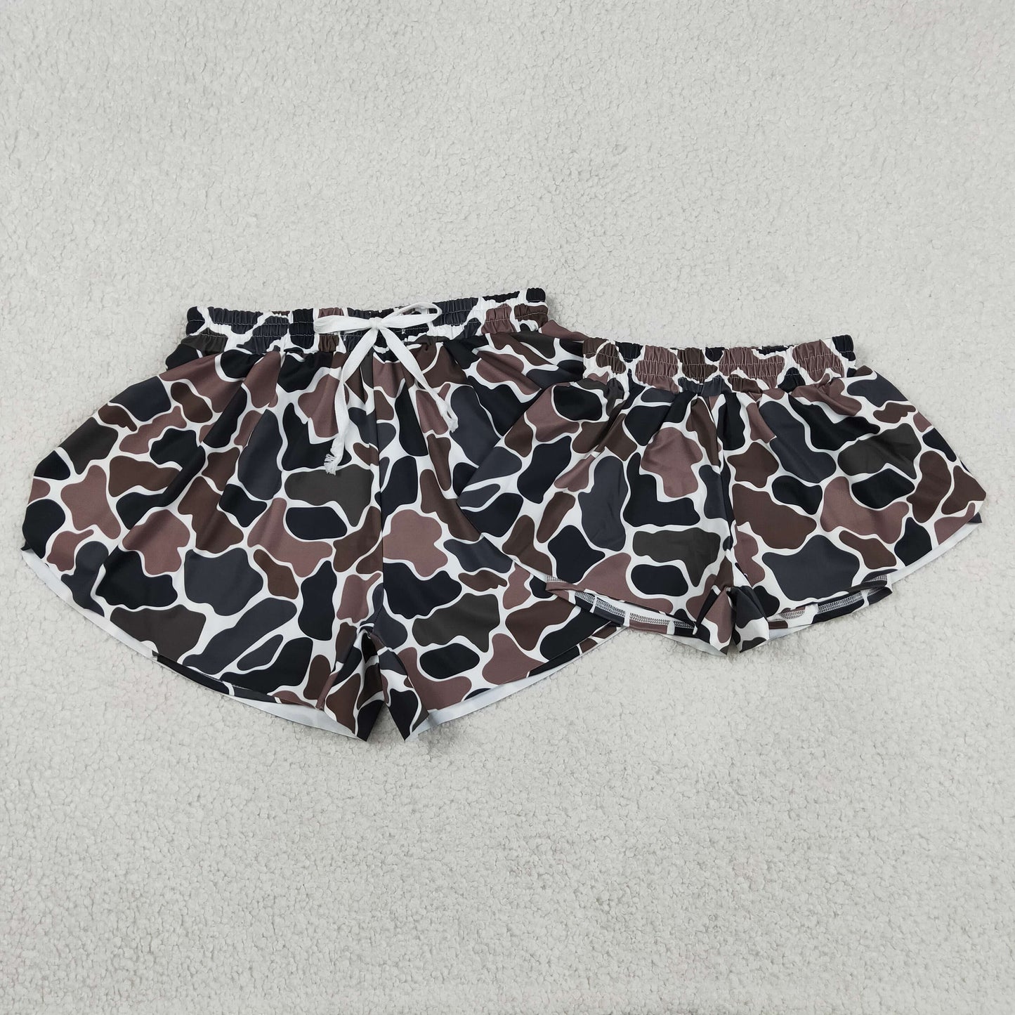 Mama and Me Girls Southern Dark Brown Camo Team Yoga Active Butterfly Shorts Bottom
