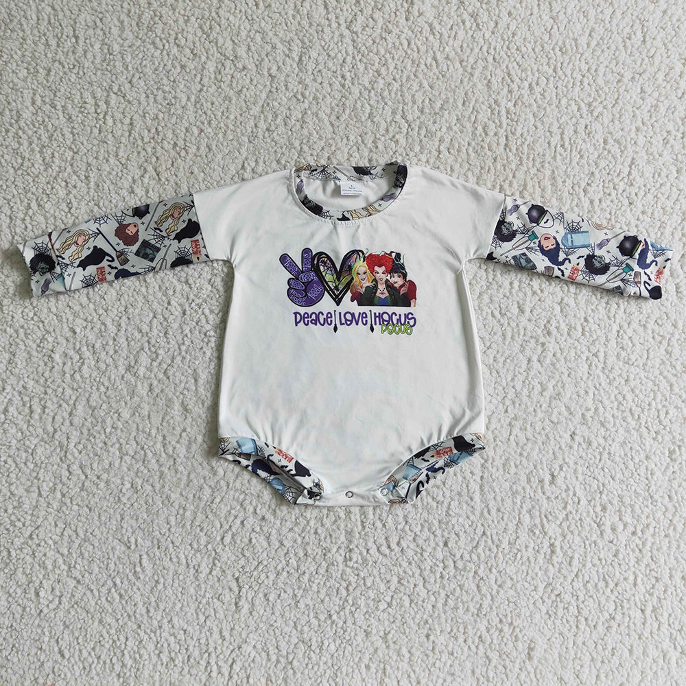 Sibling Baby Girls Halloween Long Sleeves Witches Hocus Pocus Rompers