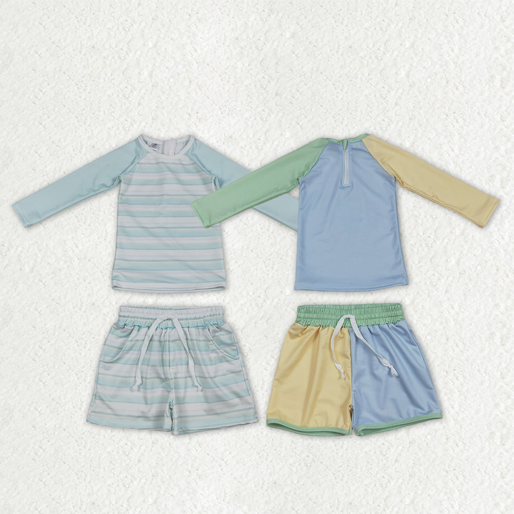 Sibling Baby Boys Long Sleeve Shirts Top Pockets Shorts Swimsuits